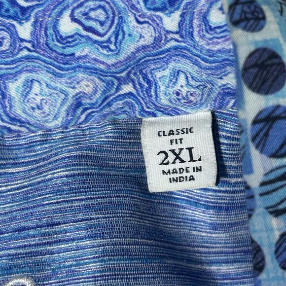 Robert Graham Shirt 2XL Blue Abstract Geometric Polka Colorful Rave Flip Cuff - Picture 4 of 16